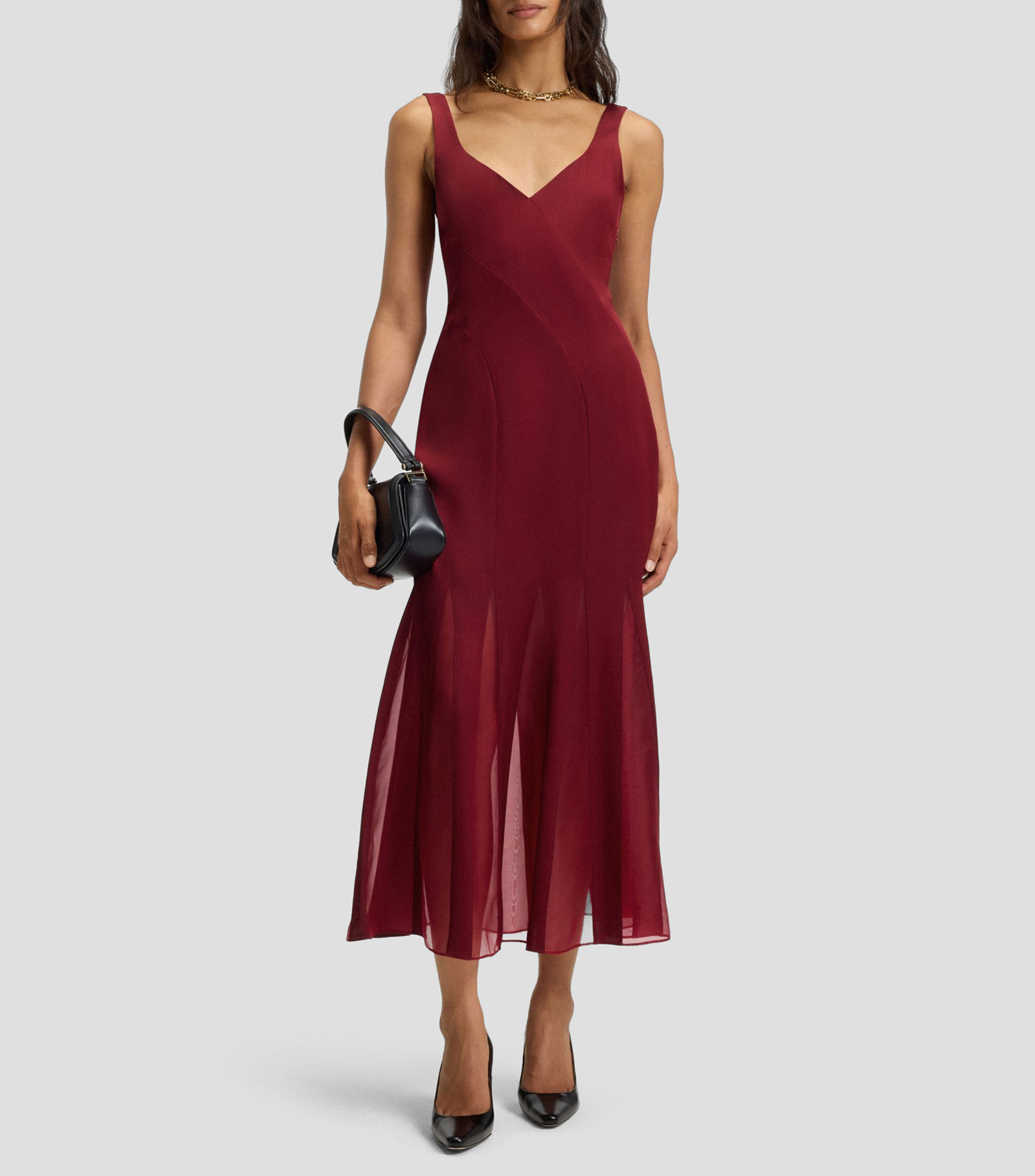 Vestido largo liso Mujer